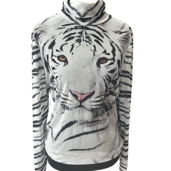 AFRM Tops - Women’s White Tiger Print Mesh Sweater